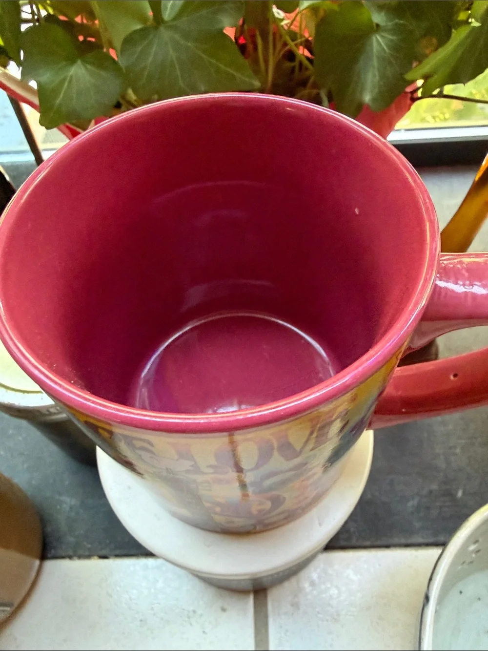 Pink Peace & Love Music Ceramic Teapot Mug